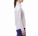 New San Soleil Foil Print Mock Neck Golf Pullover - Infiity White Gold MSP$104-3