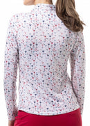 New SanSoleil Ladies SOLCOOL Print Long Sleeve Zip Mock Golf Sun Shirts - Libertini MSP$104-2