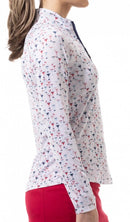New SanSoleil Ladies SOLCOOL Print Long Sleeve Zip Mock Golf Sun Shirts - Libertini MSP$104-3