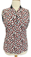 Tail White Label White, Black & Red Leopard Print Sleeveless Golf Top Size XXL-2