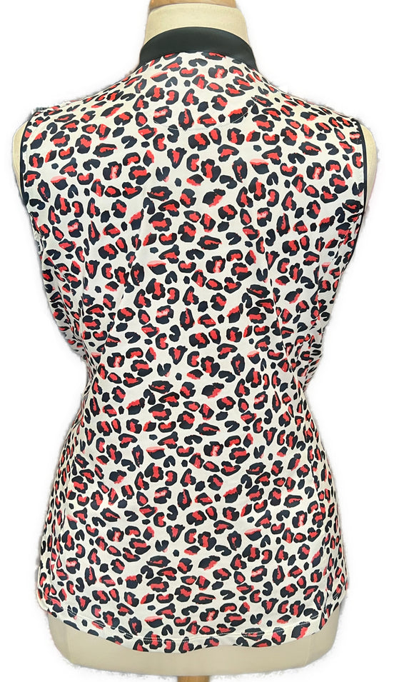 Tail White Label White, Black & Red Leopard Print Sleeveless Golf Top Size XXL