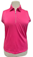 Tail Activewear Womne's Pink Sleeveless Zip Golf Polo Size XL MSP$90-1