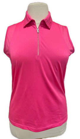 Tail Activewear Womne's Pink Sleeveless Zip Golf Polo Size XL MSP$90