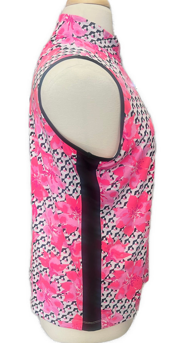 Tail White Label Pink, White & Black Floral Sleeveless Golf Top Size XXL