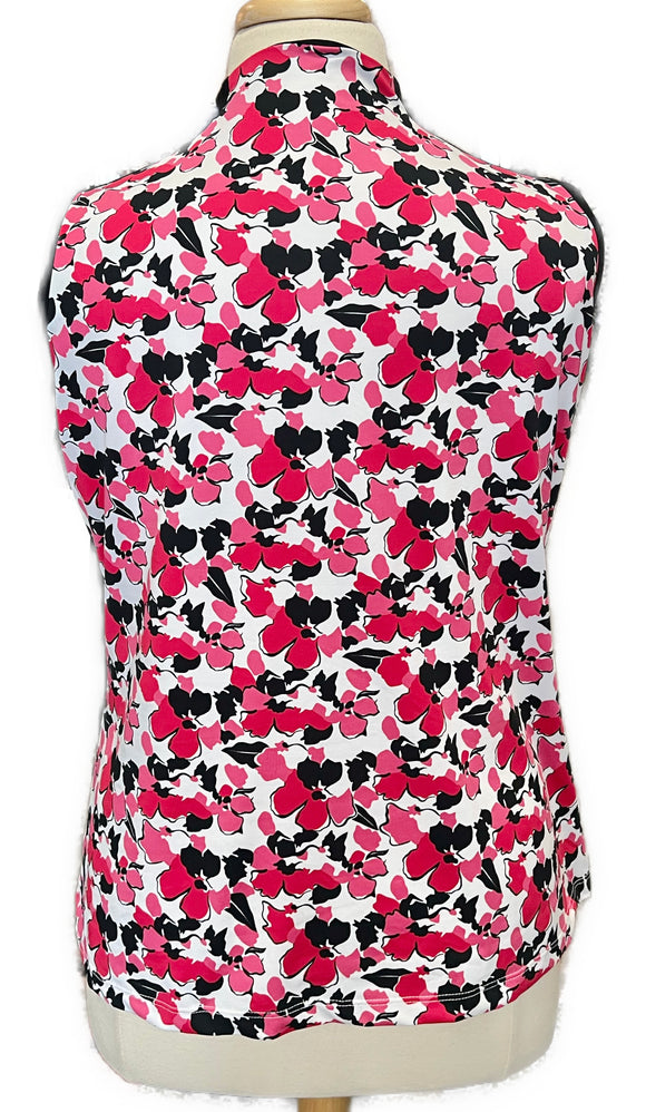 Tail White Label Black, Pink & White Floral Sleeveless Golf Top Size XXL