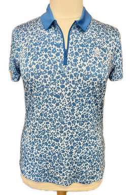 New Under Armour Blue Floral Golf Polo w/ Logo  Size L. MSP$65