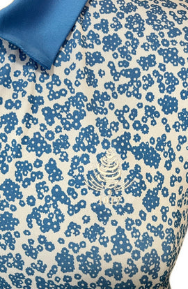 New Under Armour Blue Floral Golf Polo w/ Logo  Size L. MSP$65 - 0