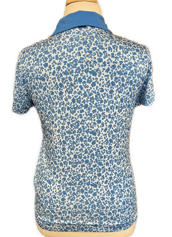 New Under Armour Blue Floral Golf Polo w/ Logo  Size L. MSP$65