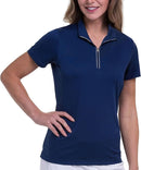 EP NY Women's Navy Zip Golf Polo w/ White Trim Size M MSP$84-3