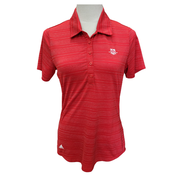 Adidas Women's Red Microdot Stripe Golf Polo w/ Logo Size S
