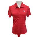 Adidas Women's Red Microdot Stripe Golf Polo w/ Logo Size S-1
