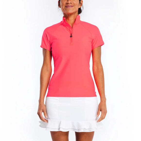 Tzu Tzu Lucy Hot Lava Short Sleeve Golf Top Size M MSP$110