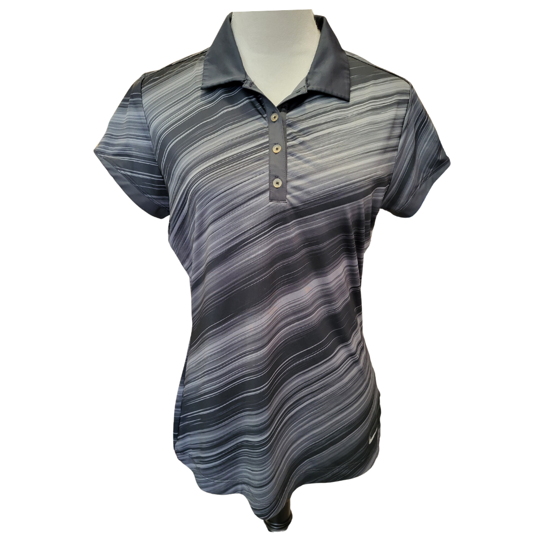 Nike Golf Women's Black & Gray Print Polo Size M MSP$60