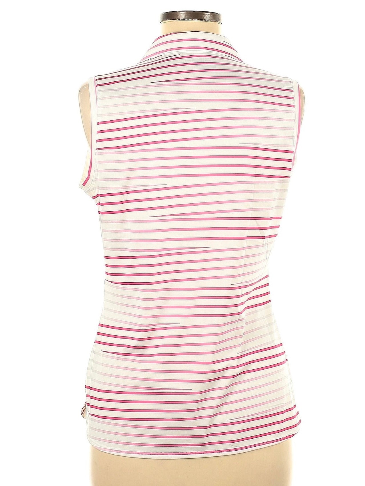 Nike Golf Women's White & Pink Striped Sleeveless Polo Size M - 0