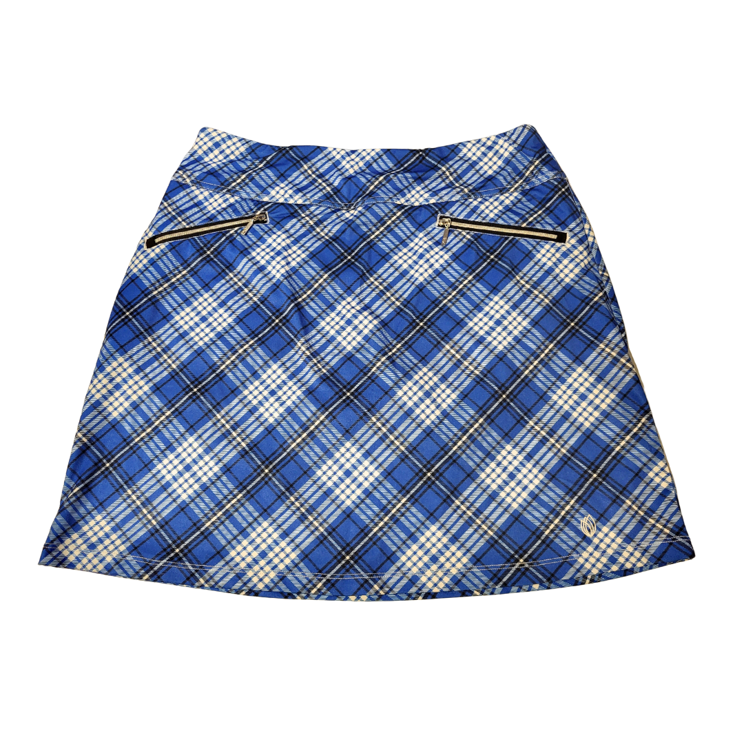 GGBlue Luxe Sport Blue & Black Plaid Women's Golf Skort Size M MSP$98