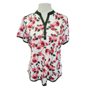 Greg Norman Women's Ivory & Green Rose Printed Short Sleeve Golf Top Size L-3