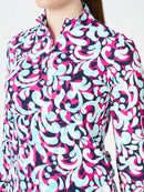 New SanSoleil Women's SolTek LUX 1/4 Zip Golf Sun Shirt  - Palazzo Fuchsia Size S MSP$104-1