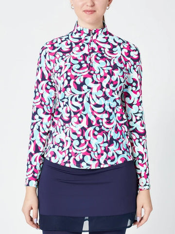 New SanSoleil Women's SolTek LUX 1/4 Zip Golf Sun Shirt  - Palazzo Fuchsia Size S MSP$104 - 0