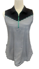 Jofit Women's Navy & White Striped Sleeveless Golf Polo Size S MSP$84-1
