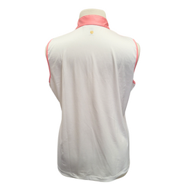 EP NY White & Coral 1/4 Zip Sleeveless Mock Women's Golf Top Size XXL - 0