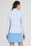 Ibkul Women's Cordova Periwinkle Print Long Sleeve Sun Shirt MSP$100-2