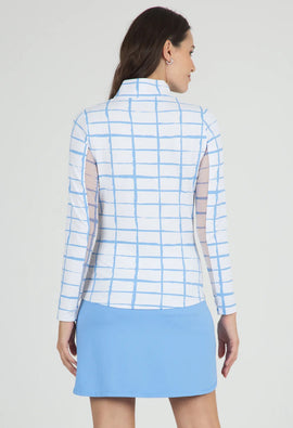 Ibkul Women's Cordova Periwinkle Print Long Sleeve Sun Shirt MSP$100 - 0