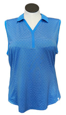 NEW Lady Hagen V-neck Collared Blue Textured Sleeveless Golf Polo Size XL MSP$50-1