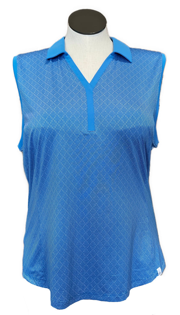 NEW Lady Hagen V-neck Collared Blue Textured Sleeveless Golf Polo Size XL MSP$50