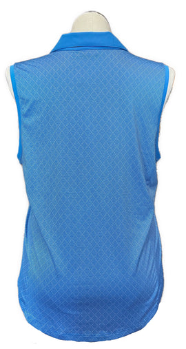 NEW Lady Hagen V-neck Collared Blue Textured Sleeveless Golf Polo Size XL MSP$50 - 0
