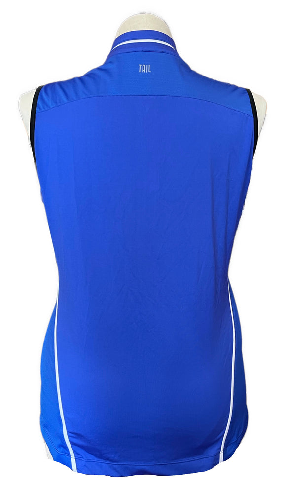 Women's Tail Royal Zip Mock Sleeveless Golf Top w/White Trim Size XL