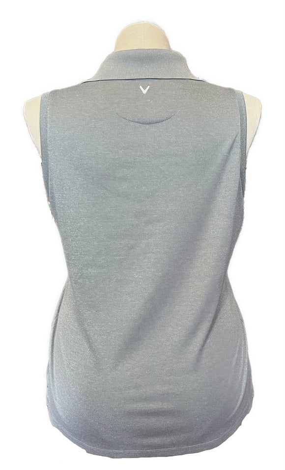 NEW Callaway Women'sHeather Gray Sleeveless Golf Polo w/ Logo Size XL