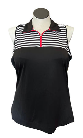 Slazenger Women's Sleeveless Black Striped Golf Polo Size XL