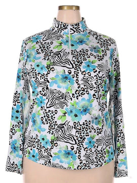 Ibkul Women's Animal Print & Floral Long sleeve Sun Shirt Size XL MSP$100