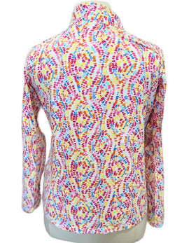 Ibkul Women's Watercolor Print Longsleeve Zip Mock Sun Shirt Size XL MSP$100 - 0