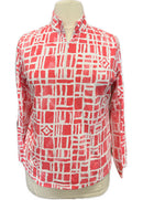Ibkul Women's Coral Print Zip Mock Longsleeve Sun Shirt Size XL MSP$100-1
