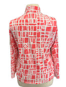 Ibkul Women's Coral Print Zip Mock Longsleeve Sun Shirt Size XL MSP$100-2