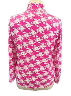 Ibkul Women's Pink Hashtag Print Long Sleeve Zip Mock Sun Shirt Size XL - 0