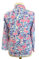 Ibkul Women's Flamingo Print Zip Mock Longsleeve Sun Shirt Size XL MSP$100-2
