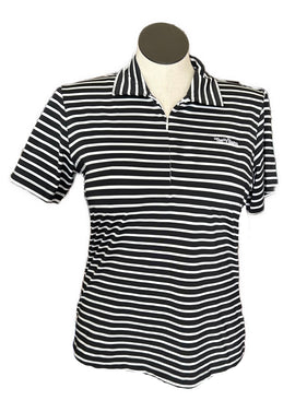 Kate Lord Performance Black and White Striped 1/4 Hidden Zipper Polo Size L