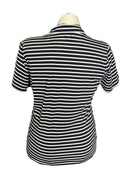 Kate Lord Performance Black and White Striped 1/4 Hidden Zipper Polo Size L-2