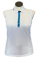 Women's Tail White Sleeveless Golf Polo w/ Blue Accents Size L MSP$88-1