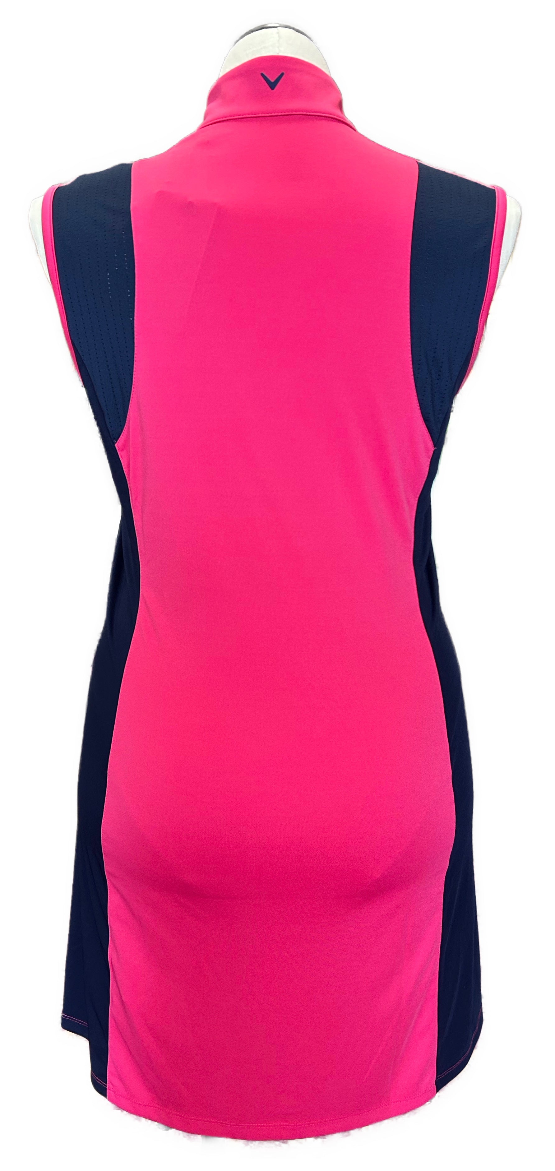 New Callaway Opti-Dri 1/4 Zip Raspberry Sorbet and Navy Colorblock Golf Dress Size L - 0