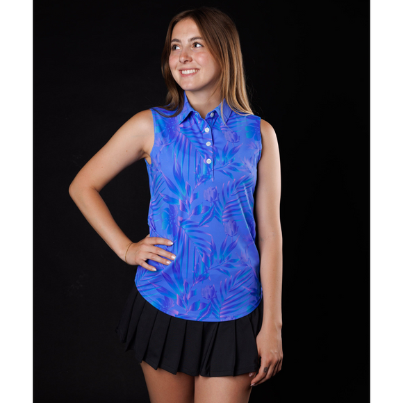 New Sunday Swagger Sleeveless Women's Golf Polo - Blue Lagoon