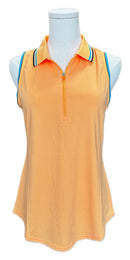 New Women's Jofit Cutaway Golf Polo w/Rib Trim Tangerine MSP$86-1