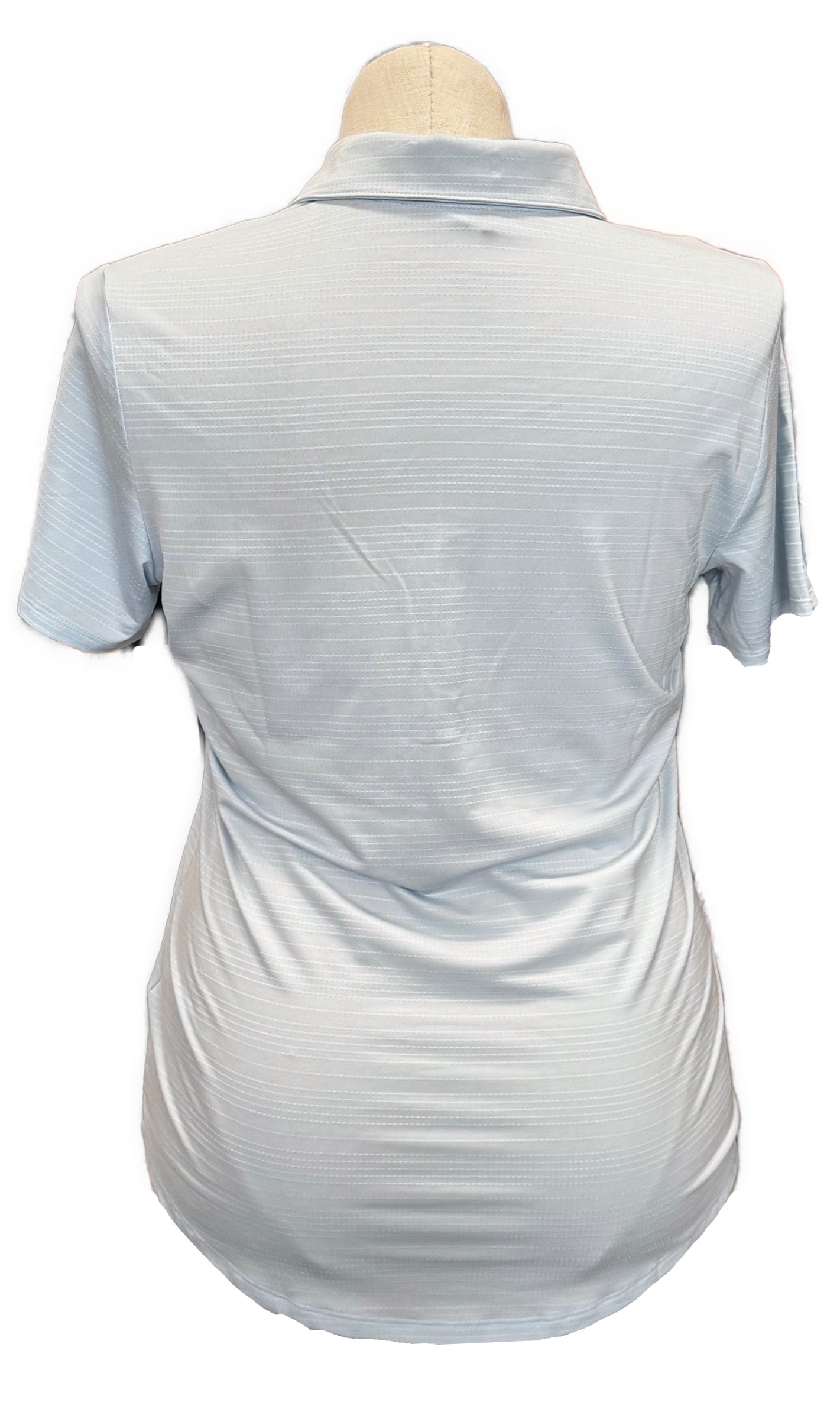 Adidas Women's Blue Textured Short Sleeved Golf Polo Size L