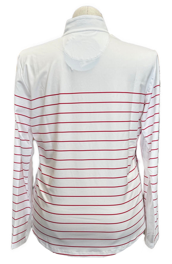 New San Soleil Solcool Old Glory Print Long Sleeve Zip Mock Sunshirt MSP$104