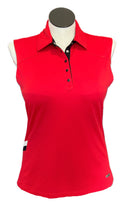 Annika by Cutter & Buck Red Textured Sleeveless Golf Polo Size L-1