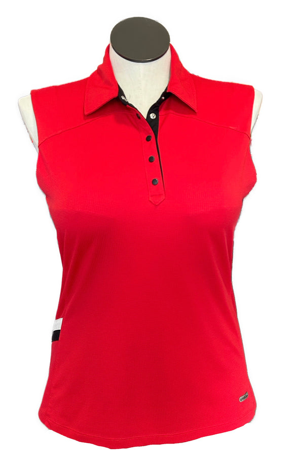 Annika by Cutter & Buck Red Textured Sleeveless Golf Polo Size L