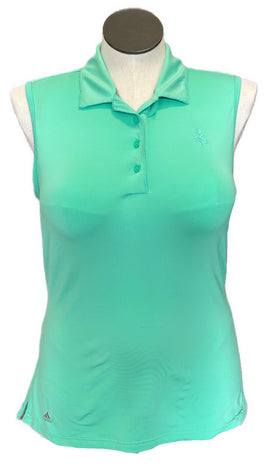 Women's Adidas Green Sleeveless Golf Polo w/ Logo Size L MSP$65