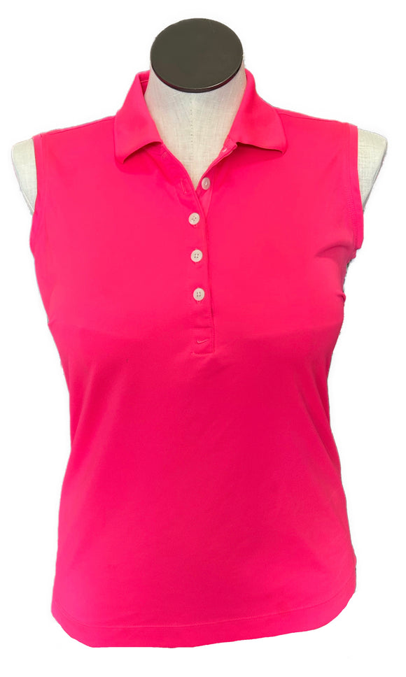 Women's Nike Golf Tour Performance Bright Pink Sleeveless Golf Polo Size L